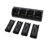 Stazione di ricarica controller per Wii Remotes, confezione da 4 batterie da 2800mAh, nera