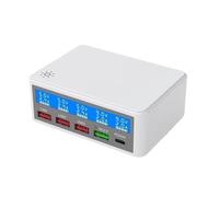 Stazione Di Ricarica For Display LCD Con Ricarica Rapida Multi 5 Porte USB Da 65 W QC3.0 PD 20 W Cassaforte Veloce(WHITE)