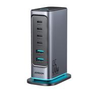 Stazione di ricarica GaN multiporta 65W EU 4x USB-C e 2x USB-A - Grigio scuro