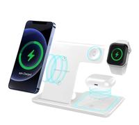 Stazione di ricarica induttiva 3 in 1, caricabatterie wireless per iPhone 16/15/14/13/12/11 Pro/Max/XS/XR/X/8/Plus, caricatore wireless pieghevole da 15 W, per Apple Watch 2/3/4/5/6/7/8/9/10 e AirPods