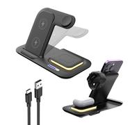 Stazione di ricarica induttiva 5 in 1, ricarica wireless da 15 W, compatibile con caricabatterie Magsafe, caricatore wireless per iPhone 16, 15, 14, 13 Pro Max/Watch 8/7/6/5/4/3/2 e AirPods 4/3/2/Pro