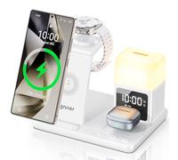 Stazione di Ricarica Induttiva 6 in 1 Aggiornata per Samsung con Sveglia e Luce a 3 Colori | Ricarica Senza Fili 15W Rapida per Galaxy S25/S24/Z Fold6/Flip/Note Galaxy Watch Ultra/6/5 Pro Galaxy Buds