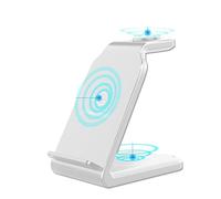 Stazione di ricarica induttiva, Supporto for caricabatterie wireless, supporto for da 100 W for orologio telefono Dock station di ricarica rapida 3 in 1 for auricolari(White)