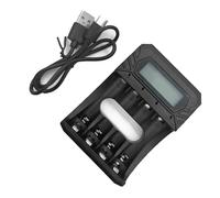 Stazione di ricarica intelligente con display LCD per 1 5 V AA 3 A batterie al litio 4 slot Progettare USB tipo C ingresso batteria portatile