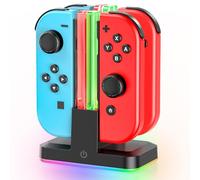 Stazione di Ricarica Joycon per Nintendo Switch/OLED, Caricatore per 4 Controller di Switch con LED RGB, Base di Ricarica per Joycon, Accessori Switch Skins