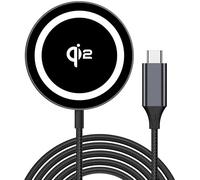 Stazione di ricarica, Mag-Safe Caricatore wireless magnetico 15w per iPhone 16 15 Pro Max Plus/14 13 12/Air-Pods Pro, Ricarica magnetica senza fili- Nero