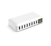 Stazione di ricarica multi USB da 60 W Caricabatterie rapido QC3.0 con display a LED Caricatore a porte multiple a 8 for cellulare, tablet e altro Design portatile(I6 Fast charger)