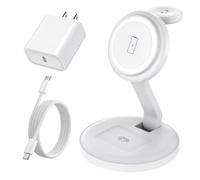 Stazione di ricarica per Apple caricatore magnetico wireless per iPhone Mag-Safe, 15 W, 3 in 1, pieghevole, wireless, veloce MagSafe, supporto per iPhone 16 Pro Max/16 Plus/15 ProMax/14/13/12, Apple
