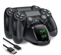 Stazione di ricarica per controller PS4 con cavo di ricarica, 1,8 ore di ricarica rapida per controller PS4, stazione di ricarica per telecomando Playstation 4, ricambio per caricabatterie controller