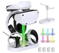 Stazione di ricarica per controller PSVR2 con display e luce colorata, FYOUNG ricarica veloce Dock per PlayStation VR2 auricolare accessori con display a LED, supporto per cuffie e dongle magnetico