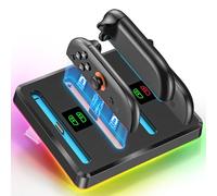 Stazione di Ricarica per Controller Switch 2 per 2025 Nintendo Switch 2 Joy-Con, Stazione di Ricarica Rapida da 2,5 Ore per 4 Joy-cons con 9 Luci RGB, Accessori per Nintendo Switch 2