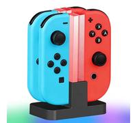 Stazione di ricarica per Nintendo Switch,Caricatore per Joy-Con Switch Caricatore per 4 Joycon Switch con Indicazione LED USB Type-C per Switch & OLED Model