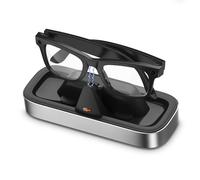 Stazione di ricarica per occhiali Meta Smart per Wayfarer per Skyler per Headliner per Oakley HSTN con protezione da sovraccarico, corto circuito, indicatore LED arancione verde (argento con batteria)
