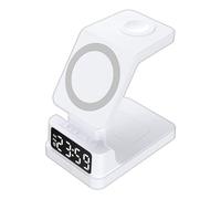 Stazione di ricarica per sveglia | supporto magnetico wireless da 15 W | Multifunzione orologio digitale Dock | design stazione di ricarica 4 in 1 | caricatore per telefono per scrivania, scuola