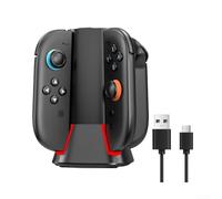 Stazione di ricarica per Switch 2 Controller Stazione 4 in 1 con luci di stato LED RGB Carica quattro controller in modo sicuro con controllo di sovratensione e temperatura
