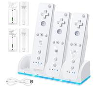 Stazione di Ricarica per Telecomando Wii: WIYETY 4 in 1 Caricabatterie Controller, Caricabatterie A 4 Porte con 4 Batterie Ricaricabili Da 2800 mAh per Telecomando Di Gioco Wii