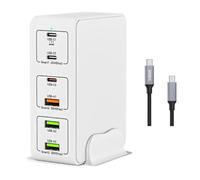 Stazione Di Ricarica Rapida USB C Multiporta Da 120 W, Caricatore Muro A 6 Porte(With Cable)