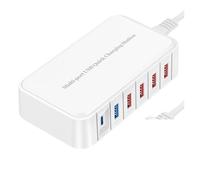 Stazione Di Ricarica Rapida USB Da 86 W 5 Porte USB QC3.0 E Stazione Di Ricarica PD 20 W For Tablet Smartphone Cassaforte Veloce(6 Port White)