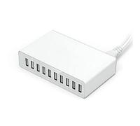 Stazione di Ricarica, Stazione di ricarica multi USB da 60 W Carica rapida a 10 porte Caricabatteria 5V10A Stazione di ricarica rapida a più porte(White)