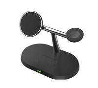 Stazione di Ricarica Super Veloce Magnetica Wireless 3-In-1 per La Maggior Parte Degli Smartphone, Smartwatch e Auricolari, Nero