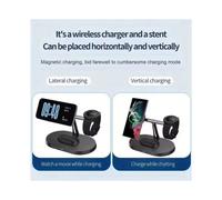 Stazione di Ricarica Super Veloce Magnetica Wireless 3-In-1 per La Maggior Parte Degli Smartphone, Smartwatch e Auricolari, Nero