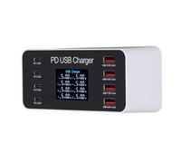 Stazione di Ricarica USB a 8 Porte, Hub di Ricarica USB con Display LCD per PC ABS da 65 W Leggero per Tablet (Spina europea)
