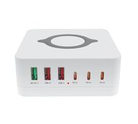 Stazione Di Ricarica USB Da 140 W A 6 Porte Supporto Wireless Veloce QC PD3.0 Rapida 65 For Tablet Portatile(White)