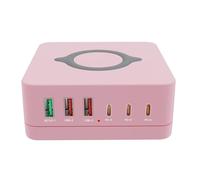 Stazione Di Ricarica USB Da 140 W A 6 Porte Supporto Wireless Veloce QC PD3.0 Rapida 65 For Tablet Portatile(Pink)