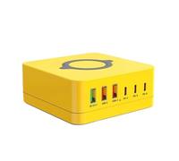 Stazione Di Ricarica USB Da 140 W A 6 Porte Supporto Wireless Veloce QC PD3.0 Rapida 65 For Tablet Portatile(Yellow)