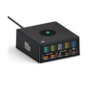 Stazione di ricarica USB da 160 W a 5 porte con wireless 15 Caricabatterie rapido USB-C PD 65 Compatibilità universale