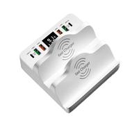 Stazione Di Ricarica USB Da 80 W A 6 Porte Con Doppio Supporto For Caricabatterie Wireless Carica Rapida 3.0 PD