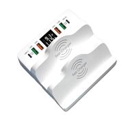 Stazione di ricarica USB da 80 W a 6 porte con doppio supporto for caricabatterie wireless Carica rapida 3.0 PD Compatibilità universale