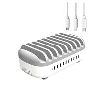 Stazione Di Ricarica USB Multiporta Dock PD120W Caricatore Rapido USB 5V 2.4A For Tablet Da Bar Da Ufficio Cassaforte Veloce(White With Cable)