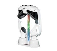 Stazione di Ricarica VR per Meta 3, Luce Ambientale RGB, Stazione di Ricarica VR per Visore e Controller VR Meta 3, Stazione di Ricarica con 2 Batterie e Cavo USB-C