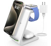 Stazione di ricarica wireless 3 in 1 JoyG ompatibile con Apple, per iPhone 15-8 e SE, Apple Watch Ultra/8/SE/7-3, AirPods