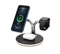 Stazione di Ricarica Wireless 3 in 1 Magnetica, Caricabatterie per Smartphone, Smartwatch e Auricolari, Lampada LED Touch da Scrivania