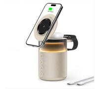 Stazione di ricarica wireless con altoparlante Bluetooth e luce notturna per auricolari wireless Pro Max da 16, 15, 14, 13 e 12.