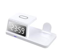 Stazione di ricarica wireless - Hub elettronico 4 in 1, caricabatterie veloce per telefono con sveglia, organizer da tavolo per ufficio, camper, campeggio, camion, viaggi, stazione di ricarica per