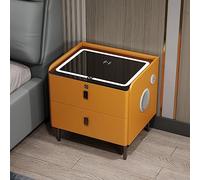 Stazione di ricarica wireless intelligente comodino comodino con luci, blocco impronte digitali, altoparlante Bluetooth, comodino moderno con cassetti portaoggetti per camera da letto soggiorno