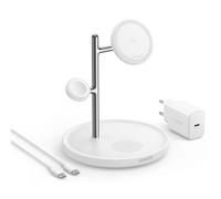 Stazione di ricarica wireless regolabile Anker MagGo 3 in 1 Qi2 15W Bianca