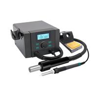 Stazione di rilavorazione con display LCD, controllo della temperatura, controllo del flusso d'aria, pistola ad aria calda, saldatore, stazione dissaldante, set completo di strumenti di riparazione