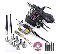 Stazione di Saldatura, 2 in1 doppio interruttore Stazione di saldatura di controllo LCD. Display digitale BGA SMD Stazione di saldatura della ripresa di saldatura Strumenti di riparazione 8898(Yellow)