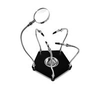 Stazione di saldatura a braccio flessibile con base ponderata, 4 mani di aiuto regolabili per riparazione PCB, creazione di gioielli e lavori elettronici (lente d'ingrandimento 2,5X inclusa)