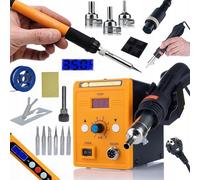 Stazione di saldatura ad aria calda 858D + kit 11 in 1 saldatore di precisione con display arancione rottweiler serie Electric S
