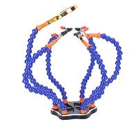 Stazione di Saldatura Alle 6 a Mascella, Mandrino Rotabile, Fondo Non Slitta, Supporto Pieghevole, Accessori Aeronautici Modello, Facile da Usare, Braccio Blu e Giallo, Macchina