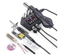 Stazione di Saldatura, JCD. Controllo doppio interruttore SMD. Aria calda con saldatore LCD. Display digitale BGA. Stazione di riparazione della saldatura Strumenti di alimentazione 8898(Brown)