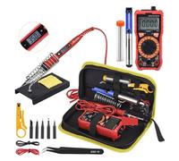 Stazione di Saldatura, Kit saldatore da 80 W, LCD a temperatura regolabile, con punte di saldatura multimetro Strumenti di saldatura for pompa dissaldante(Grey)