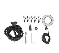 Stazione di saldatura leggera con bracci flessibili in ABS con lente d'ingrandimento USB 5 ganasce per mano per saldatura (Nero)