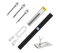 Stazione di Saldatura, Saldatore wireless da 15 W, kit mini saldatore portatile ricaricabile USB, strumenti di saldatura for riparazione microelettronica con coperchio(Silver- Tip C)