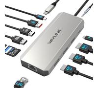 Stazione docking per computer portatili, WAVLINK Displayport Docking Station con doppio DP, HDMI, 100W PD IN, 10Gbps USB A/C, porta Ethernet 2.5G per Dell/HP/Lenovo ecc, solo computer Windows Systerm